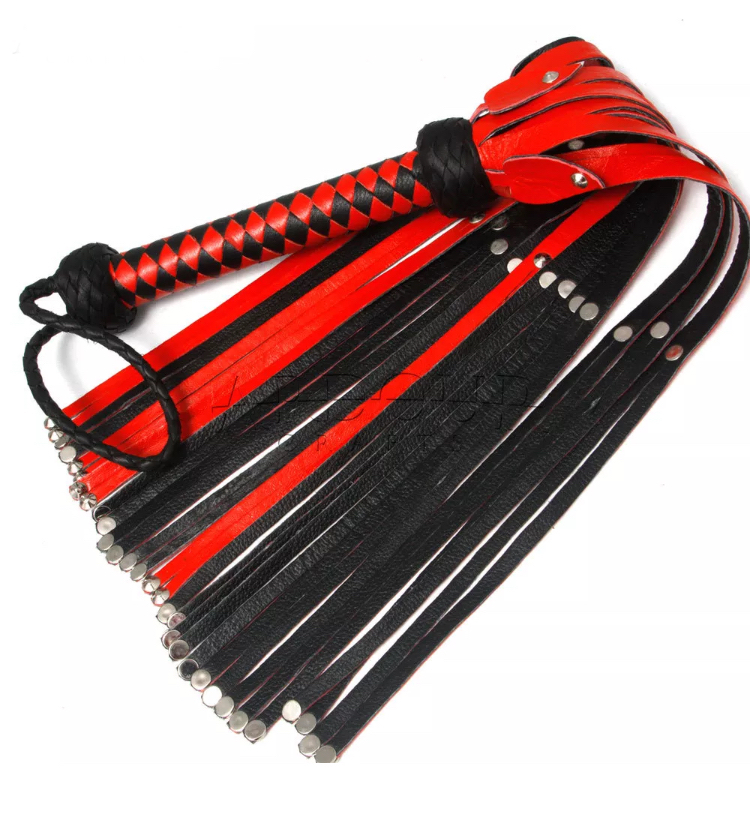 LOCKINK Red & Black Braided Tail Flogger